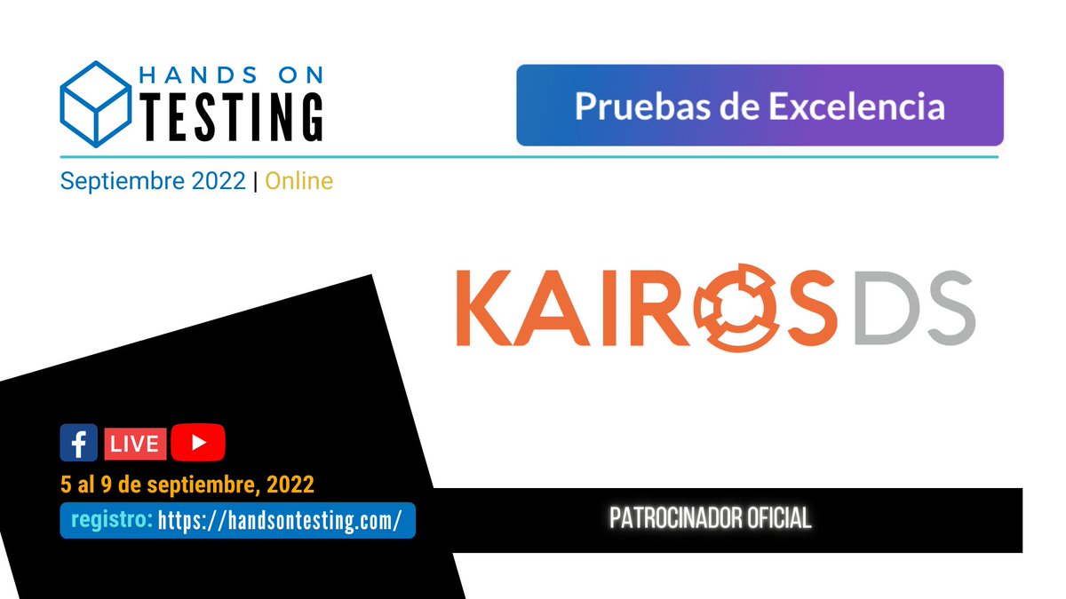 handsontesting's tweet photo. Se acerca #HandsOnTesting2022 y queremos dar Gracias a @kairos_ds por ser patrocinador de este gran #evento.
Registrate para entrar en la rifa de regalos:
https://t.co/t9qMhsAqIB
#qa #testware #softwaretesting #conference #tester #networking https://t.co/SOAcUAr2mR