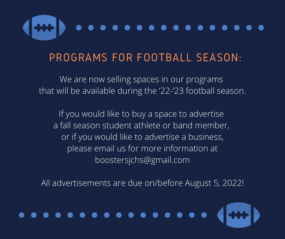 We are doing great selling advertisements in our program!  Get your spot before we run out!  Thank you to those that have already contributed!