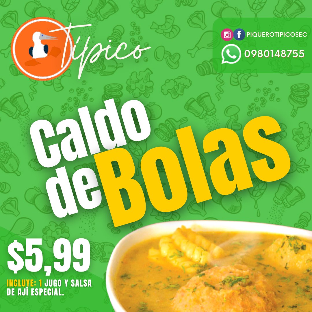 piquerosec's tweet photo. Disponible hasta el Sábado 23 de julio 2022. Programen su pedido con 1 día de anticipación. Costo de🛵según zona.
#Caldo #CaldodeBolas #Comidatípica #ComidaCriolla #Entrada #Delivery #Parallevar #adomicilio #Guayaquil #Ecuador #Piqueros #PiquerosTípico https://t.co/m1WL26Kbn5