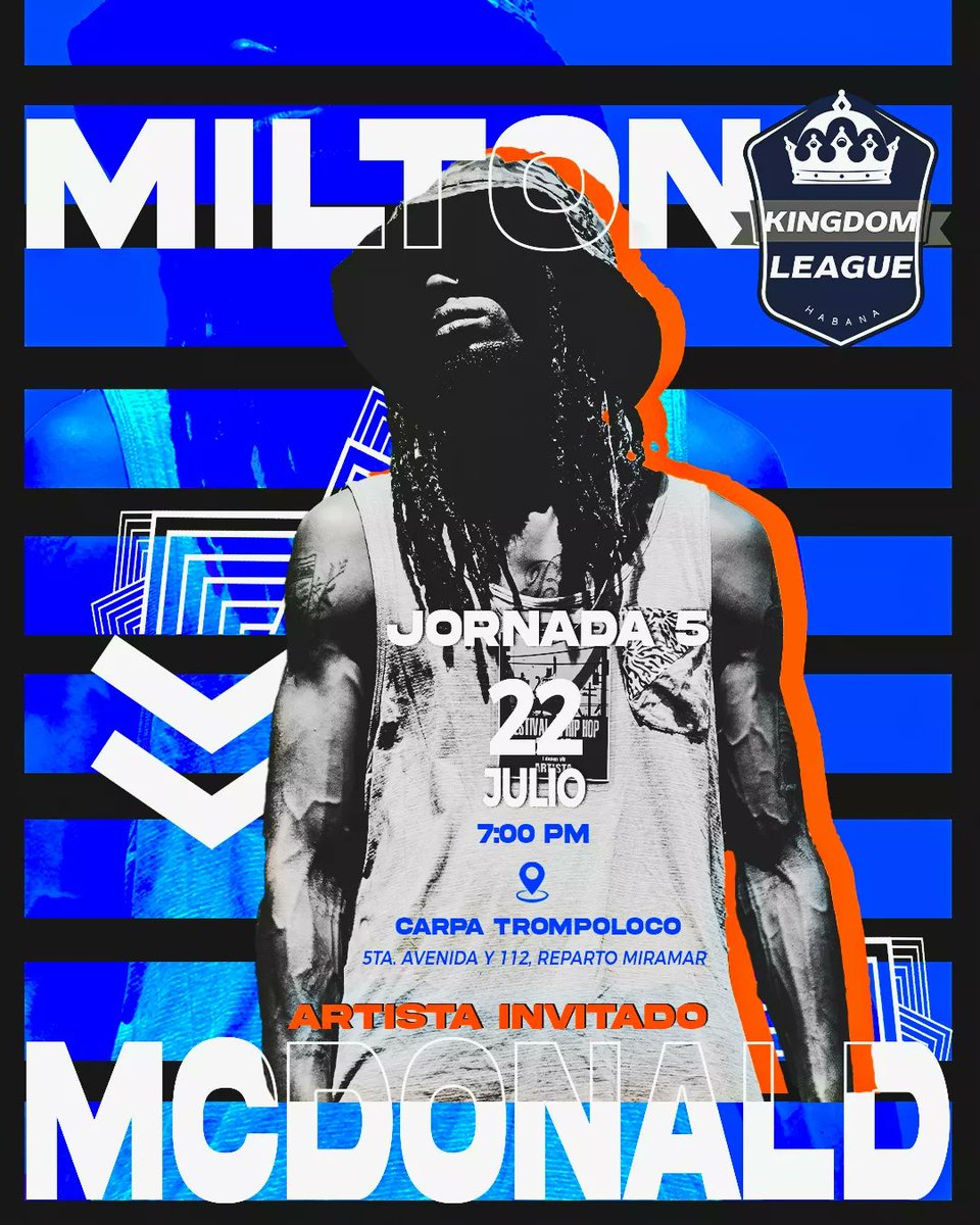 genes_free's tweet photo. Una vez más contaremos con invitados de gran nivel dentro del movimiento 🙌

✊🇨🇺 @MiltonMcDonal13 @EIDI_INDAJAUS @lokuente llegan en su chevy para romper con el mejor rap cubano junto al #ProyectoNoone de breakdance 🤸‍♂️

📍#KingdomLeague / #CarpaTrompoloco / Viernes 22/7 https://t.co/GdckE91uhD