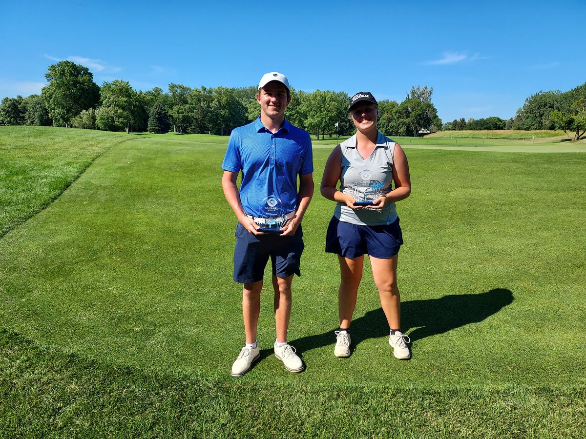 SDGAjunior's tweet photo. Congrats to all of the players in the @SDGAgolf @SHPOWERGolf Series Championship. Jake Olson of Watertown &amp; Mattie Weidenbach of Sioux Falls are your 2022 Champions. Find all the results on Golf Genius with the GGID: SGSCHAMP22. Here are your Champions, top 10 boys &amp; top 5 girls. https://t.co/3WLK17bHNK