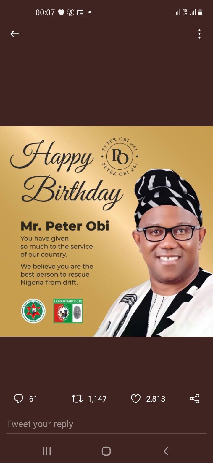 Happy Birthday my able President Peter Obi!
May your joy be full always. 