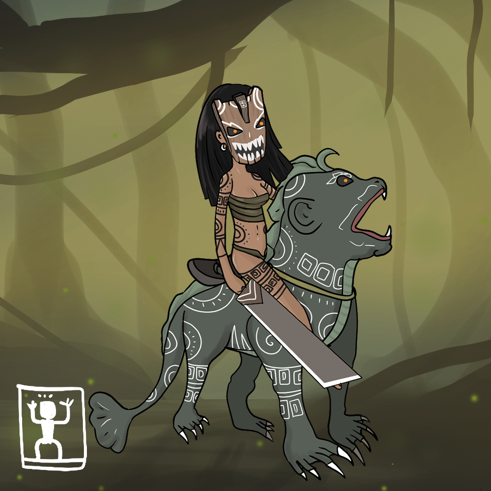 The Wooden Mask #17 
The idea for this character's design comes from "MOM" or "MAKORN", the Himmapan animal guarding the temple. It is an ancient art of the people.
Southeast Asia is a cross between monkey lion reptile
paras.id/collection/the…
<a href="/ParasHQ/">Paras 🟩🟧</a> #NFTs #NFTCommumity