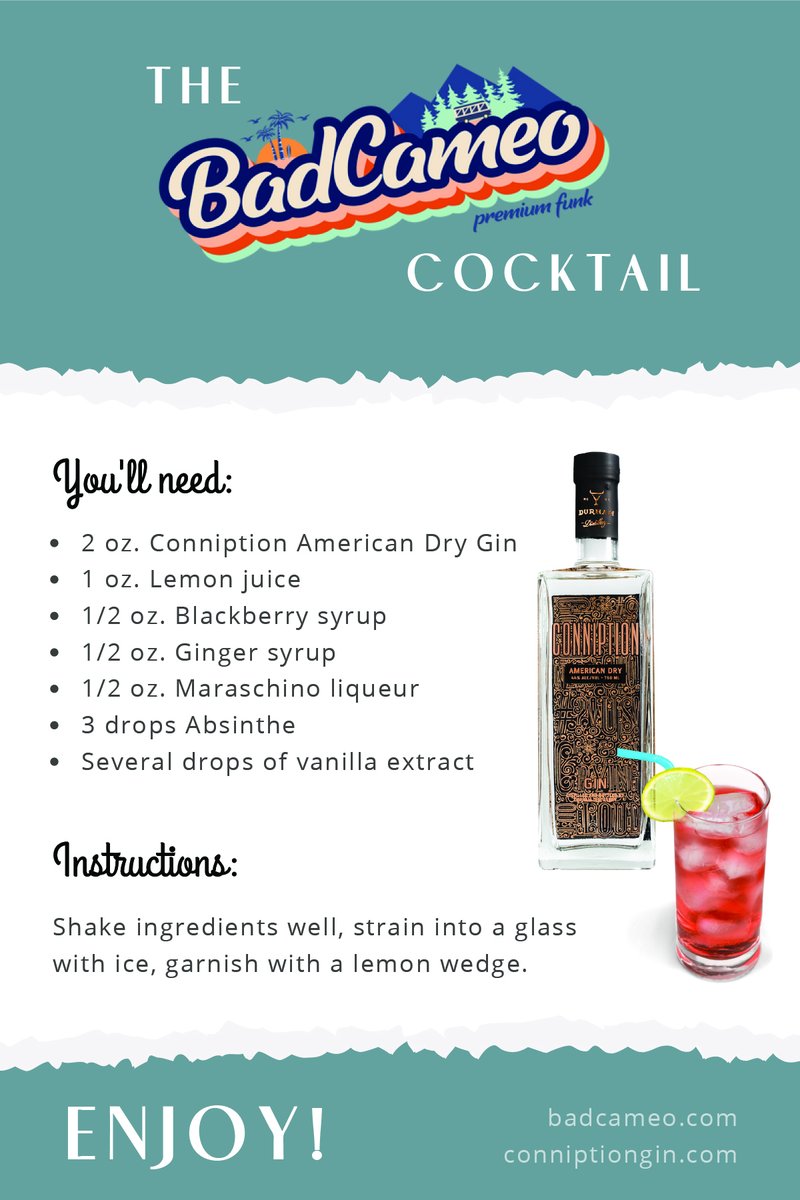 So excited that we could bring together BadCameo and Conniption Gin on the perfect partnership! Check out The BadCameo, the signature cocktail made exclusively with Conniption Gin! <a href="/badcameomusic/">BadCameo</a> <a href="/ConniptionGin/">ConniptionGin</a> <a href="/durhamdistiller/">Durham Distillery</a>