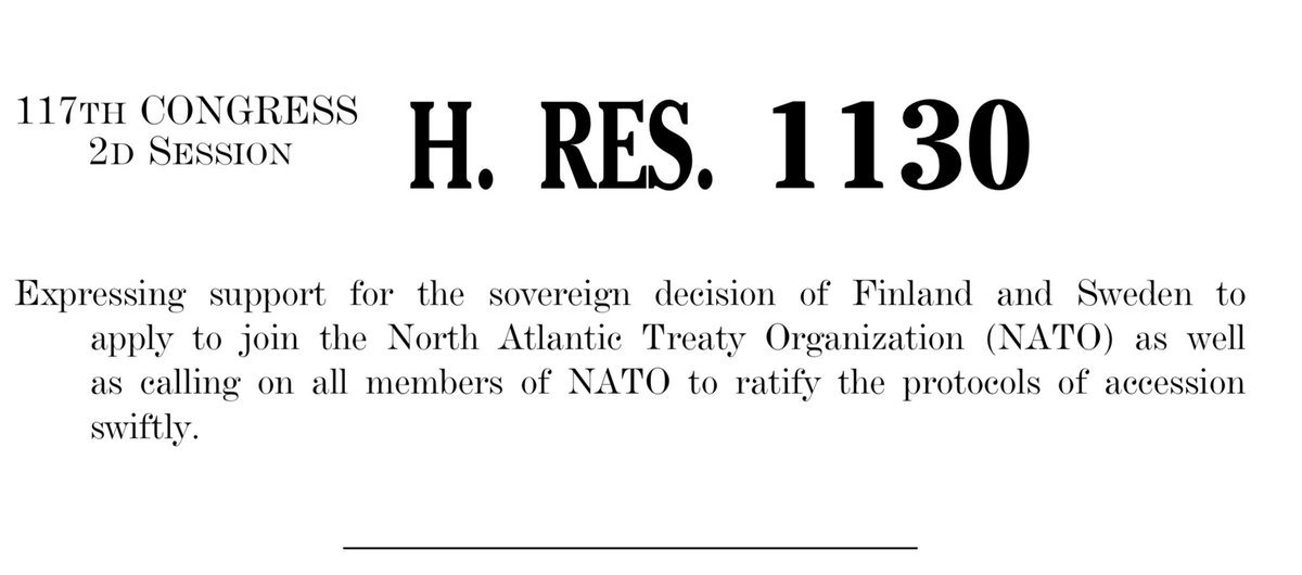 It has been heart-warming to witness the support for our #NATO membership in Washington in the past months. Today’s example: 394 votes in favor (18 against) on a non-binding House resolution in support of Finnish and Swedish memberships. Thank you!