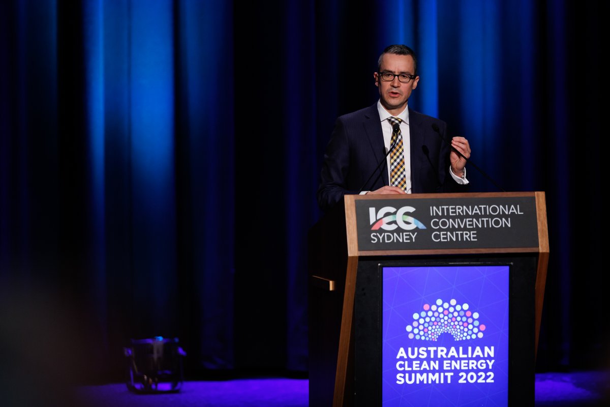 cleannrgcouncil's tweet photo. In his  Plenary address @kanethornton @cleannrgcouncil set the tone for a compelling two days with  leaders of Australia’s clean energy transition. “Our industry now stands ready to electrify Australia and establish us as a global clean energy superpower.” 
#ACES2022 #ACleanFix https://t.co/foZCSbbnSX