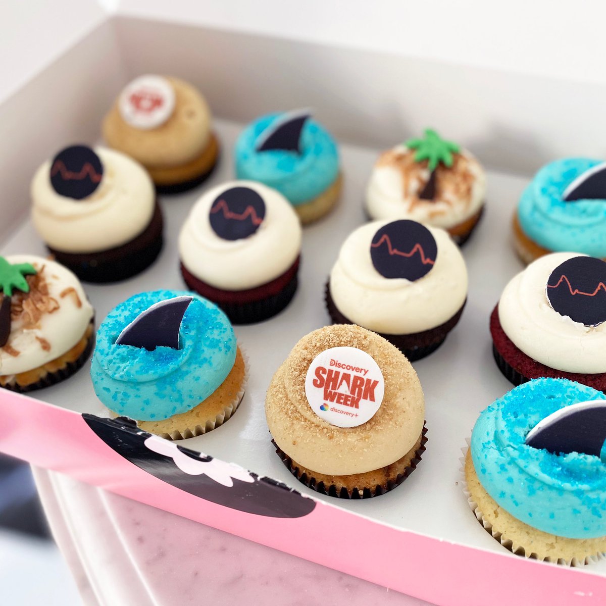 It’s 1 week until <a href="/SharkWeek/">Shark Week</a>! 🦈🦈🦈 Celebrate with our NEW #SharkWeekDozen available for nationwide overnight shipping, delivery, or pick-up at georgetowncupcake.com! 🦈🧁 #SharkWeek starts this Sunday on @discovery and <a href="/discoveryplus/">discovery+</a>.