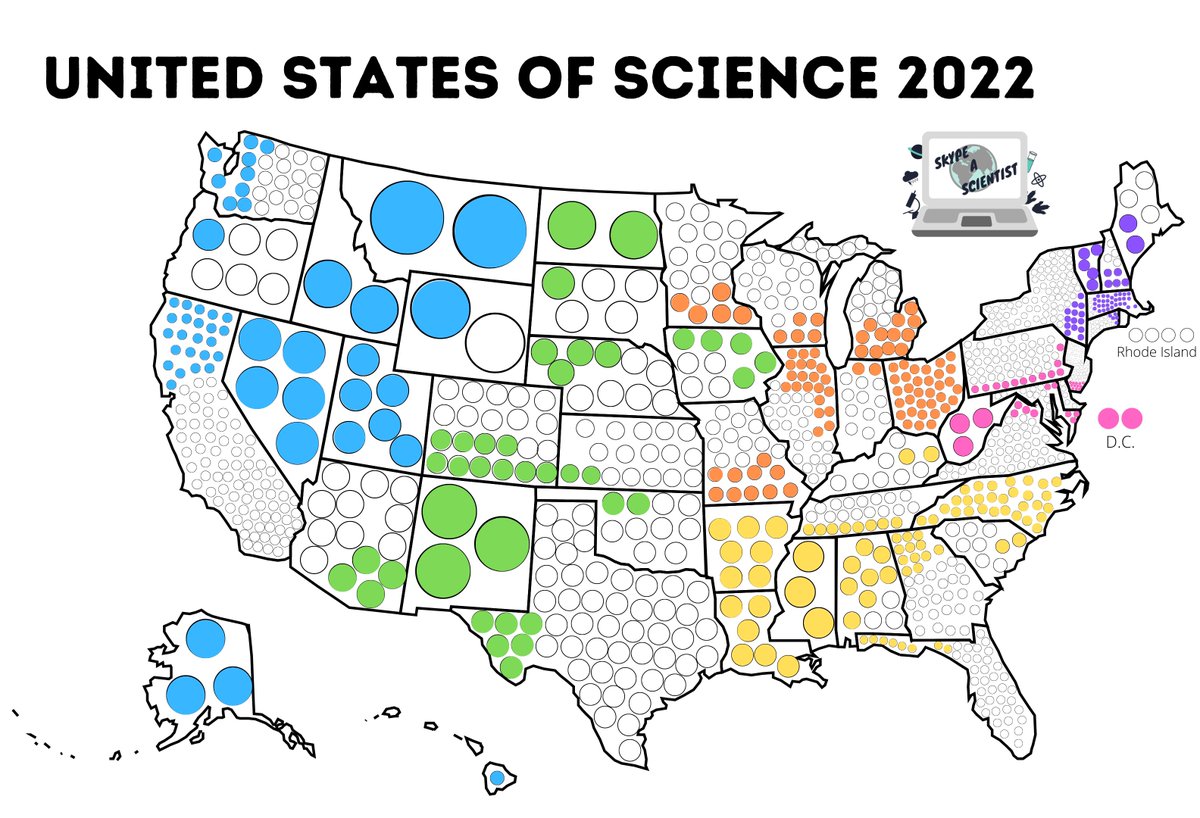 SarahMackAttack's tweet image. 16 states have been filled on the first evening of United States of Science 2022! Thank you so much to everyone who has supported @SkypeScientist today!

It'll take $10 to finish WY

$30 for: AL, ME

$40 for: NH, RI, SD, IA, DE

Donate here! 
givebutter.com/dbZRfP