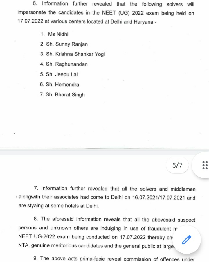 Vivekpandey21's tweet photo. ★The #CBI has arrested 8 accused including mastermind & solvers in a case related to mass rigging in the #NEETUG2022 examination conducted on 17.07.2022.
★ This is #FIR_COPY 👇
#NEET #NEETUG22 #NEETUG #NEETUGSecondAttempt #ReNeet2022 https://t.co/9BOTMF6hY9