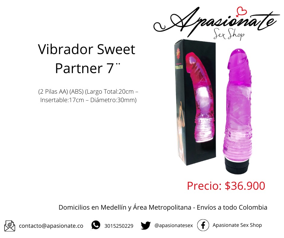 Vibrador Sweet Partner 7''

Precio: $36.900

Domicilio discreto en Medellín y el Área Metropolitana - Envíos a todo el país.  

Somos <a href="/ApasionateSex/">Apasionate SexShop</a> 

Pregunta por lo que necesites. 

Pedidos al DM o al WhatsApp wa.link/m4lb82