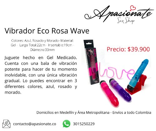 Vibrador Eco Rosa Wave

Precio: $39.900

Domicilio discreto en Medellín y el Área Metropolitana - Envíos a todo el país.  

Somos <a href="/ApasionateSex/">Apasionate SexShop</a> 

Pregunta por lo que necesites. 

Pedidos al DM o al WhatsApp wa.link/m4lb82