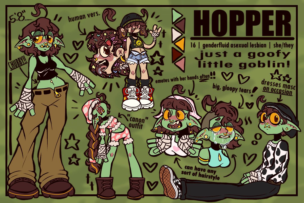 BUBSLEEZ's tweet photo. finally updated the lil goblins ref!!

i love reggie but hopper is 100% my favorite sona. shes just a little guy!!! https://t.co/p7QyHcPmyT