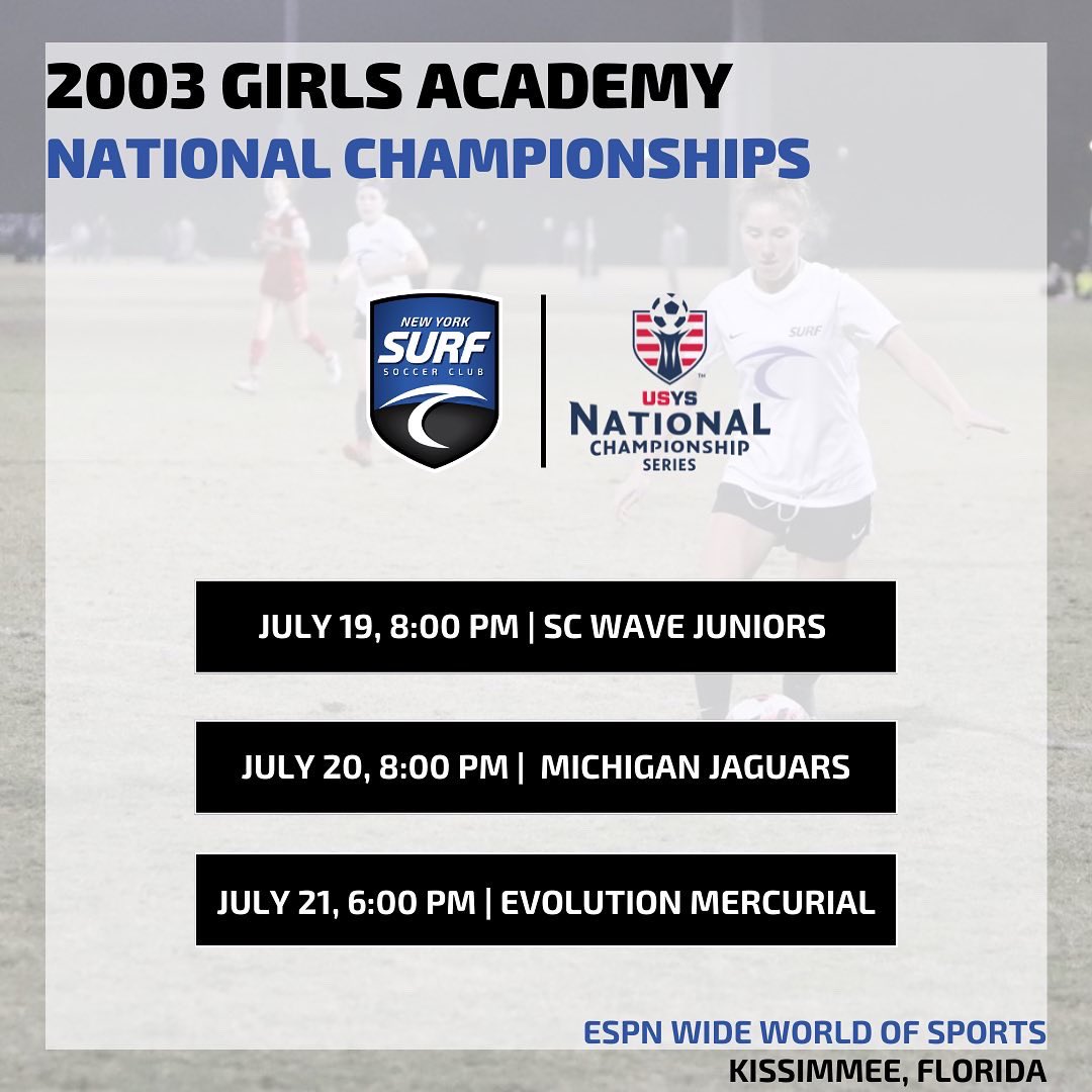 The 2003 Academy team is ready to compete for a <a href="/usyouthsoccer/">US Youth Soccer</a> National Championship. 

#NYSurfSoccer #edpsoccer #LongIslandSoccer #SurfSoccerNation #WeAreSurf #WeAreYouthSoccer #earnyourplace