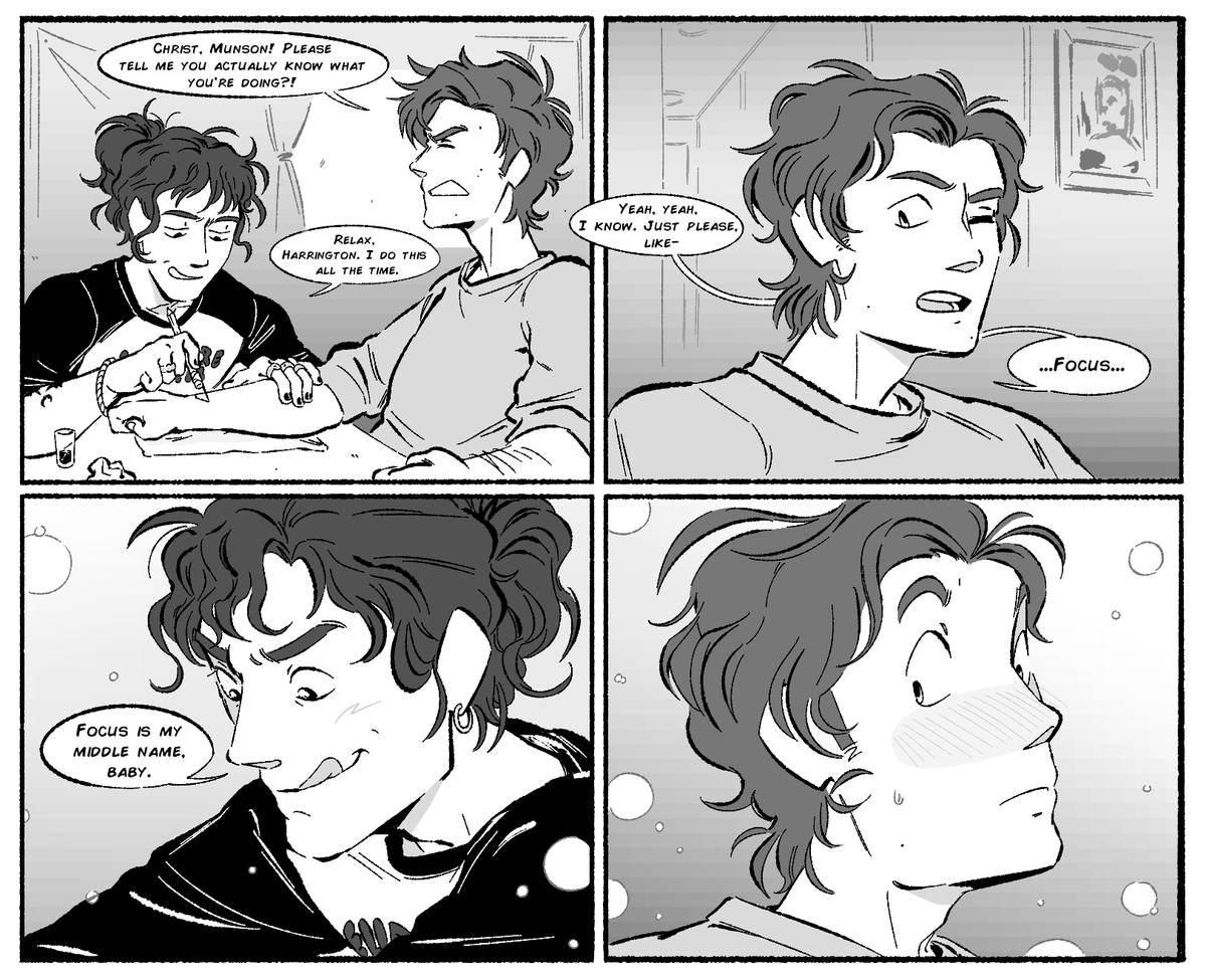 happyhorrorhare's tweet photo. the tension between homies when gettin a stick n poke #steddie https://t.co/XOhnRGNe99