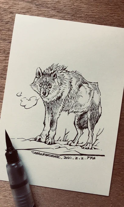 『その先に何かいる』 

▼この原画は孝夫印画1枚がおまけに付いて送料無料/匿名配送でご購入いただけます🐺
https://t.co/PKUsdeO1zF 