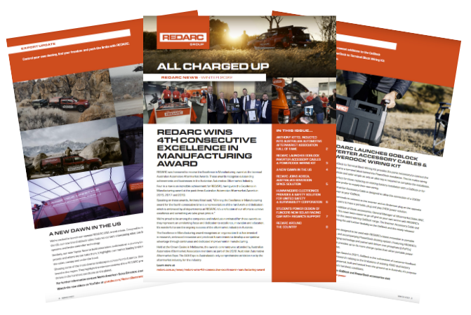 redarc_AUS's tweet photo. The Winter edition of #REDARC’s ‘All Charged Up’ newsletter is out, featuring all of the latest company news including our new range of #GoBlock accessories, REDARC #Defence Systems joining ADISCA and our upcoming activities. Read more at https://t.co/Y3VMSLI23e https://t.co/rWvdVWgR09