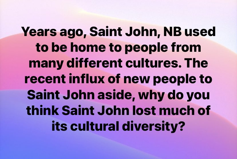 denisecrawley's tweet photo. I can’t help but feel like we are worse off because of this loss of diversity. For instance, I was told recently that Saint John had 200 more small businesses go under throughout the worst of the pandemic than Fredericton, NB did. Does anyone have any ideas? #saintjohn #diversity https://t.co/opTOZjgXwg