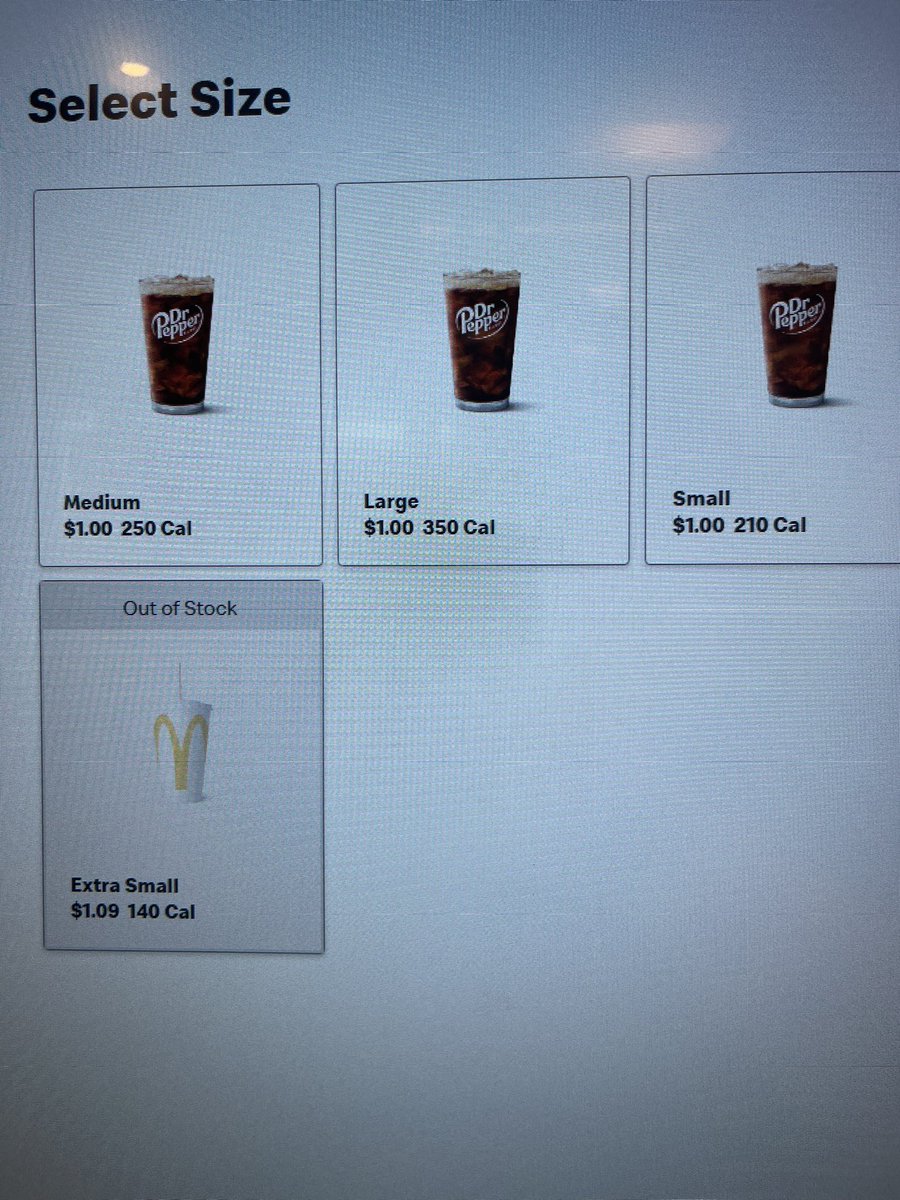 TheTaylorBaird's tweet photo. @McDonalds 

Y’all wanna explain why the EXTRA SMALL is 9 cents more expensive? 

😂 https://t.co/iFtELklRJS