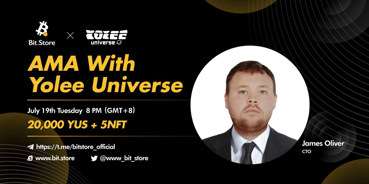 📢 We're thrilled to  host #AMA with @YoleeUniverse
 on July 19th 

🌝 Venue: t.me/Bitstore_offic…
💰 Rewards: 20,000 YUS + 5 NFT
⏰Time: 8 PM (GMT+8)

Rules:
✅ Follow <a href="/www_bit_store/">BitStore.com | $STORE</a> &amp; @YoleeUniverse
✅ ❤️ &amp; RT
✅ Tag 3 Friends &amp; join our TG