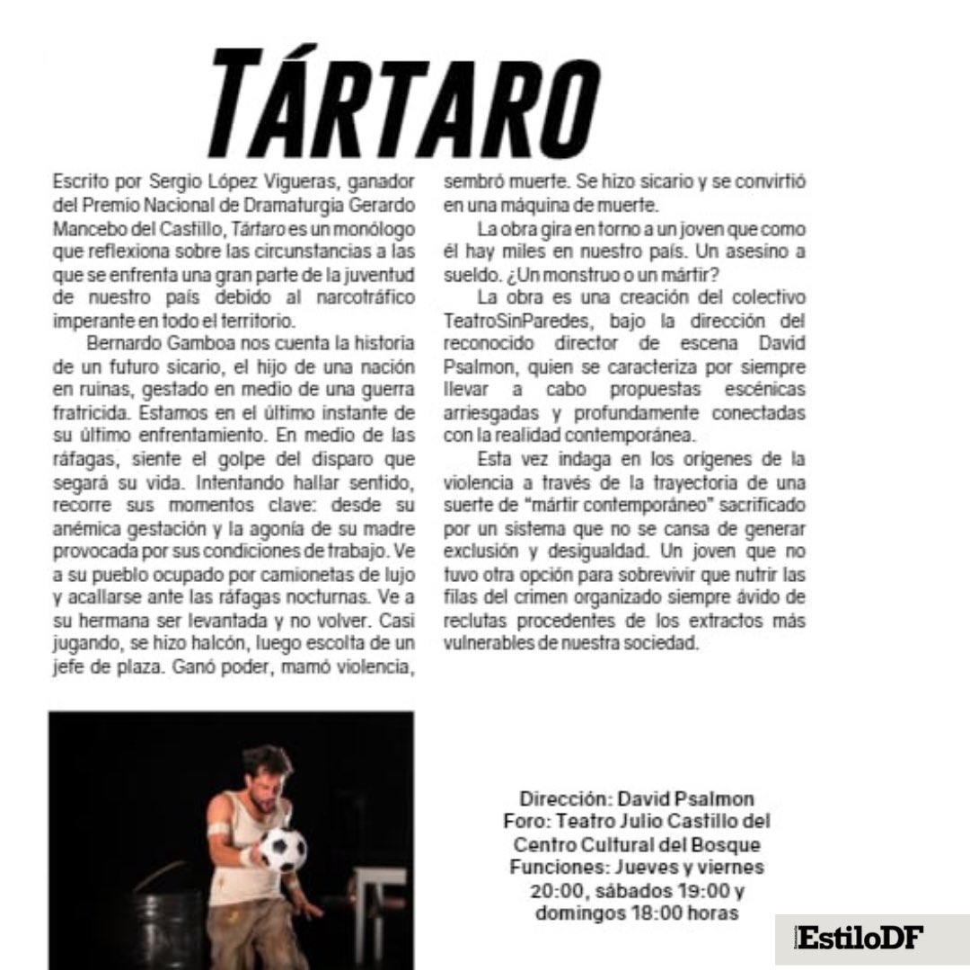 #Telón | Les compartimos la nota que <a href="/EstiloDF/">EstiloDF</a> ha publicado.

🔥Recuerden que sólo quedan 4 funciones para adentrarse a 𝗧𝗔́𝗥𝗧𝗔𝗥𝗢 y no habrá más🔥