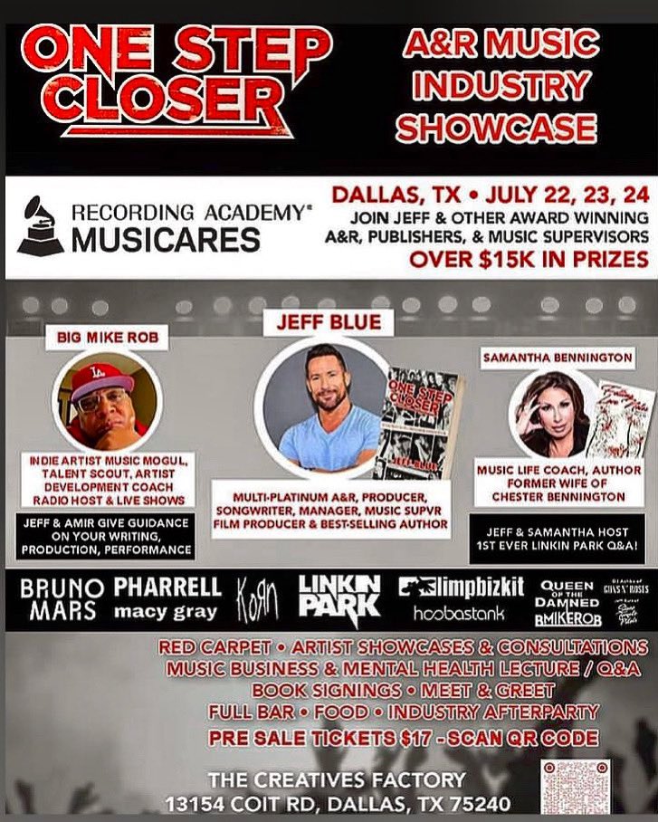 LISTEN👂🏼want to know how to get in the music biz? Here’s your chance to ask the people who’ve done it &amp; the ones who hot then there. ONLY $17/per day. See you there🤘🏼 #dallas <a href="/JeffBlueMusic/">Jeff Blue</a> <a href="/SamBennington/">samanthabennington</a> #MusicMonday #Chester #lp #lifecoach #AuthorsOfTwitter #onestepcloser