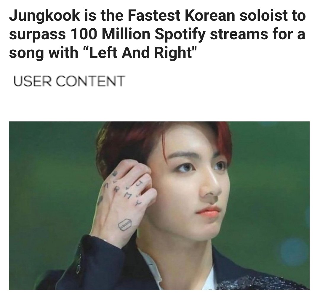 JKTEAM_KOR's tweet photo. 올케이팝
정국이 Left and Right 로 스포티파이 1억 스트리밍뷰를 발표된 지 24일 만에 한국 솔로 가수로서 가장 빠르게 그리고 전체 한국 노래들중에서 6번째로 BTS 노래 5곡 뒤를 이어서 달성했습니다.
축하합니다 🎉 🎉 🎉
#FirstAndOnlyJK
LEFT AND RIGHT 100M
#JUNGKOOK #정국 @BTS_twt https://t.co/u54ZhZ7nqQ