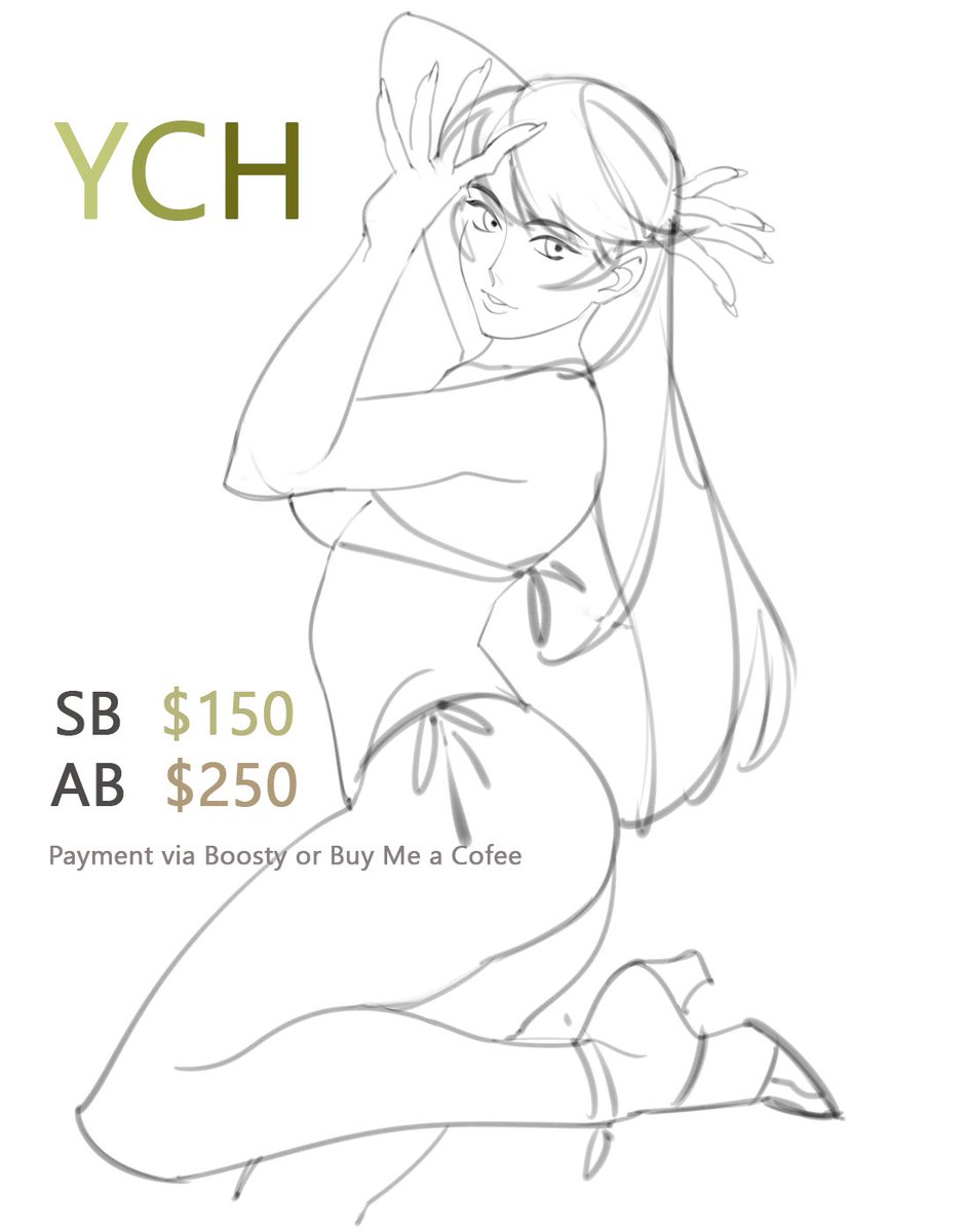 Hello! I'm in desperate need of money once again. I'm opening a new YCH. Payment through Boosty or Buy Me a Cofee.
I can change the head and body type. The outfit will be of your choice.
Bid in the comments. Auction will last 24 hrs from the last bid.
SB - $150
AB - $250 