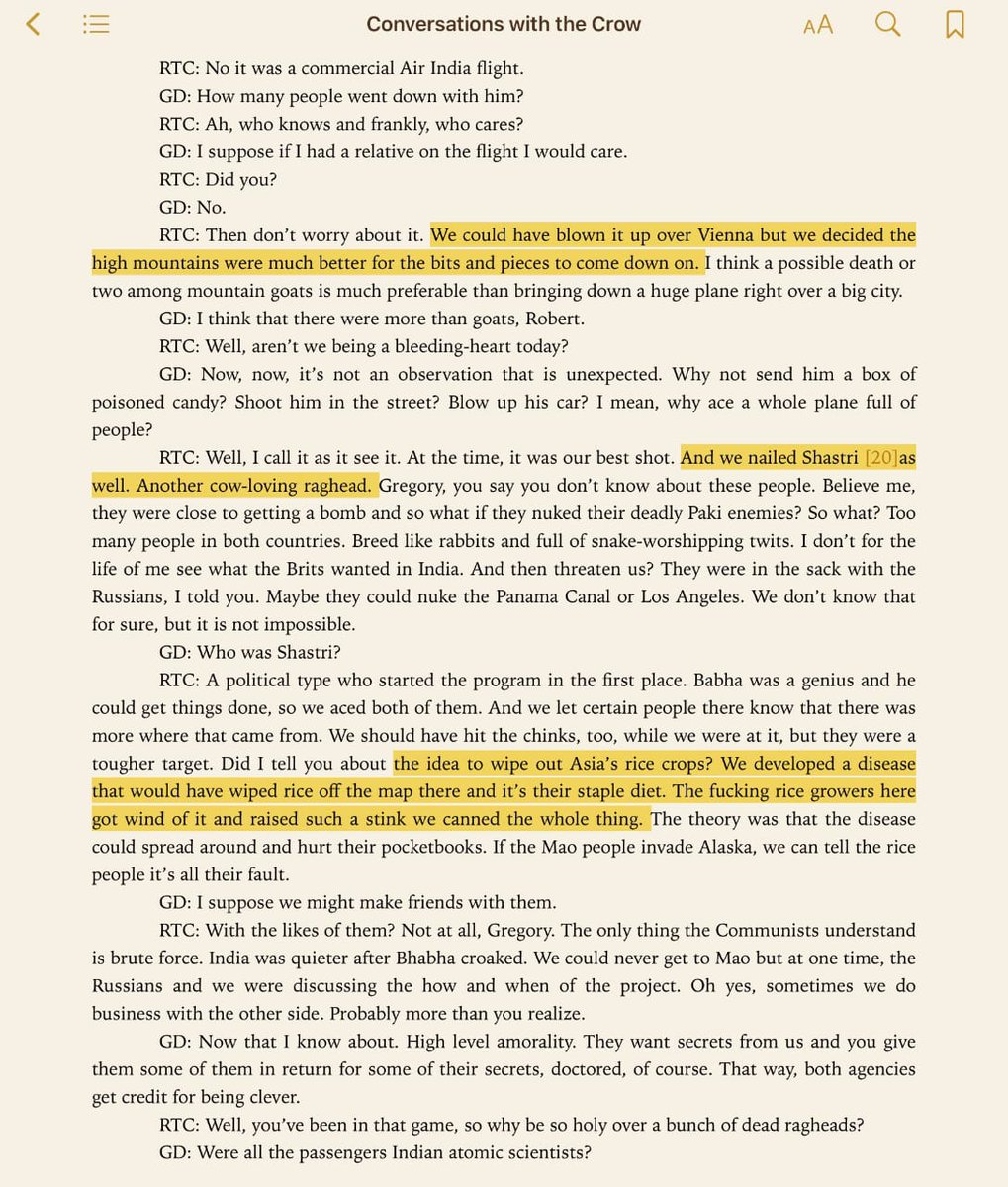 RadharamnDas's tweet photo. CIA's 2nd in Command confesses that CIA killed Homi Bhabha &amp; Lal Bahadur Shastri. Refers them as "loud mouth cow lovers bragging about how clever they were &amp; how they too were going to be world super power"

The cow lovers are gonna rule the world one day USA #UnstoppableBharat https://t.co/pgMW6LqFoc