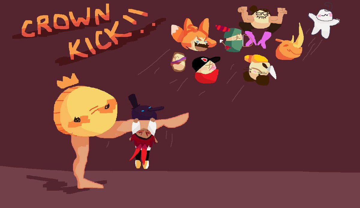 eggbeei's tweet image. royal crown kick !! the crown gives me some crazy legs… the #egglings cheered me on thru the #DELTARUNE #stream
