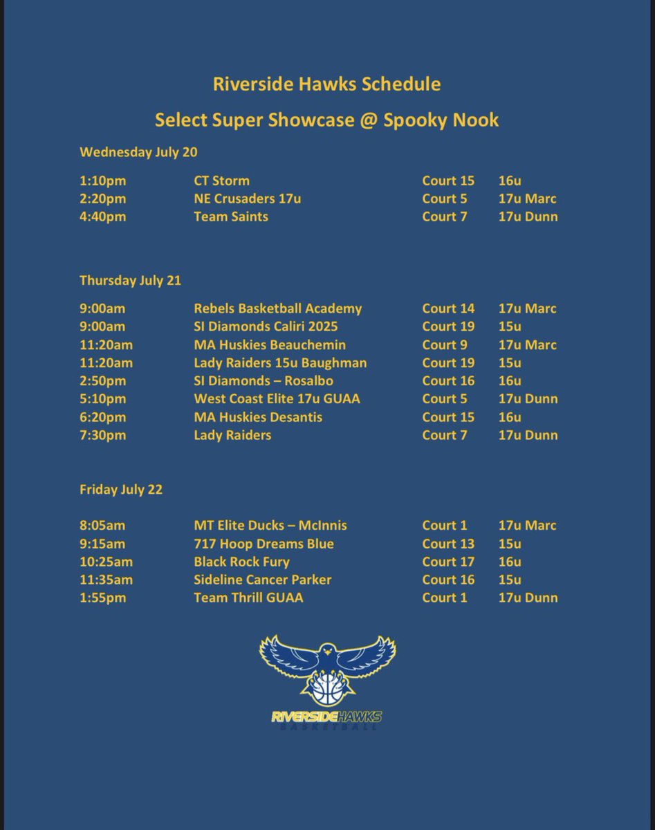 Mike Toro (@coach_toro) on Twitter photo College Coaches update catch my <a href="/RiversideHawks/">Riverside Hawks</a> program this week at Spooky Nook for both <a href="/SelectEventsBB/">Select Events Basketball</a> events. Here’s the Select Super Showcase Schedule <a href="/LadyFlyersNY/">Riverside Hawks - Dunn</a> <a href="/xavieraallen/">Xavier Allen</a> <a href="/mag_nee_toe/">Marc Duvert</a> <a href="/TheMikeLibert/">Mike Libert</a> <a href="/NYGHoops/">NYGHoops</a> <a href="/KPannell71/">“KP”</a> College Coaches update catch my <a href="/RiversideHawks/">Riverside Hawks</a> program this week at Spooky Nook for both <a href="/SelectEventsBB/">Select Events Basketball</a> events. Here’s the Select Super Showcase Schedule <a href="/LadyFlyersNY/">Riverside Hawks - Dunn</a> <a href="/xavieraallen/">Xavier Allen</a> <a href="/mag_nee_toe/">Marc Duvert</a> <a href="/TheMikeLibert/">Mike Libert</a> <a href="/NYGHoops/">NYGHoops</a> <a href="/KPannell71/">“KP”</a>