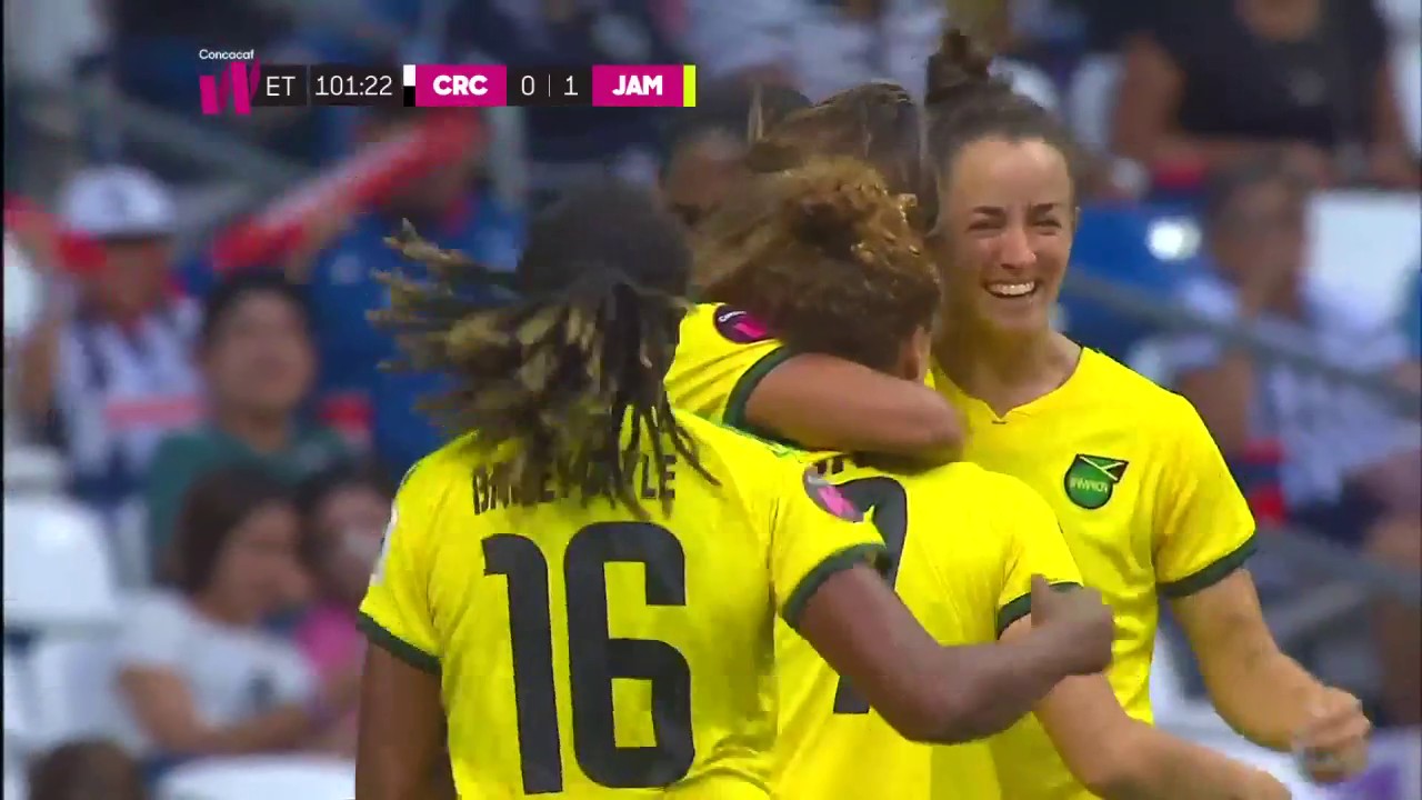 Kalyssa Vanzanten scored the winning goal! 🇯🇲⚽️

Amazing assist by @23Spence! 👌

#CWC @jff_football”