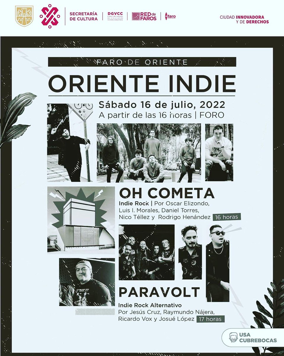 ParavoltBand's tweet photo. Nos vemos este 16 de Julio en el @farodeoriente  a las 16:00 horas no falten ! https://t.co/CVX0lqBW2C