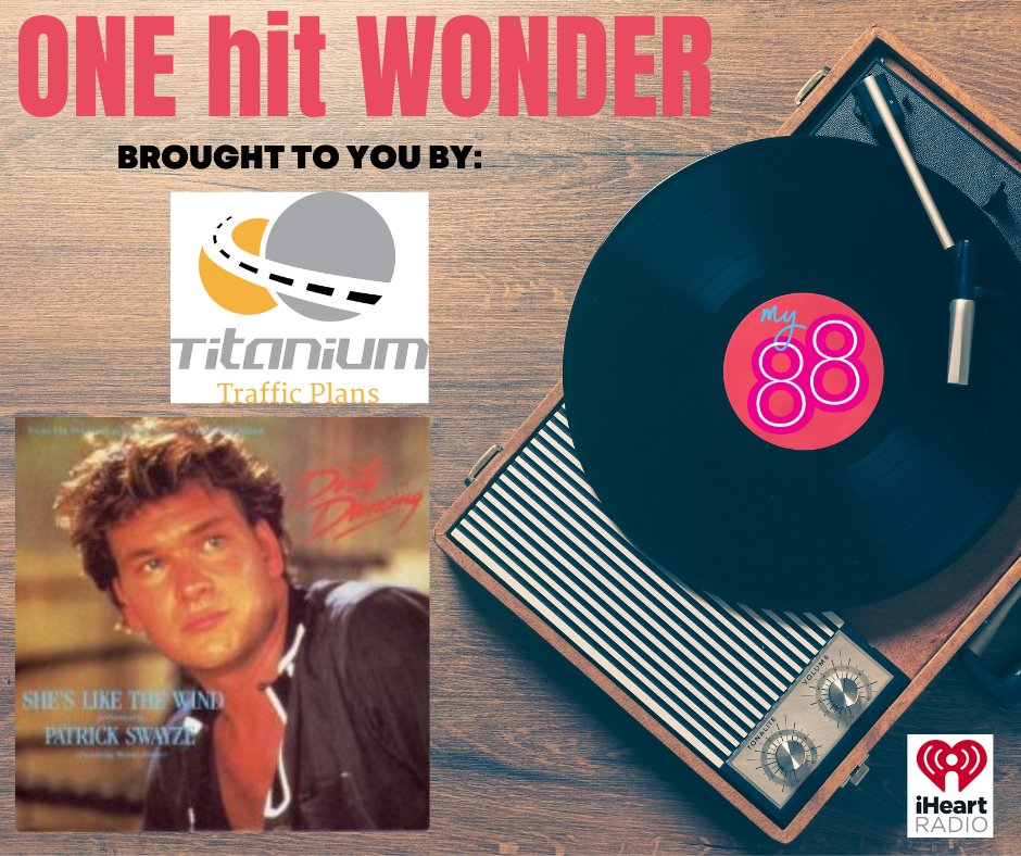 My88_FM's tweet photo. Our #OneHitWonder this week (thanks to @PlansTt) is #ShesLikeTheWind by #PatrickSwayze. Are you a fan of this #DirtyDancing classic? https://t.co/ftnxlyX1eH