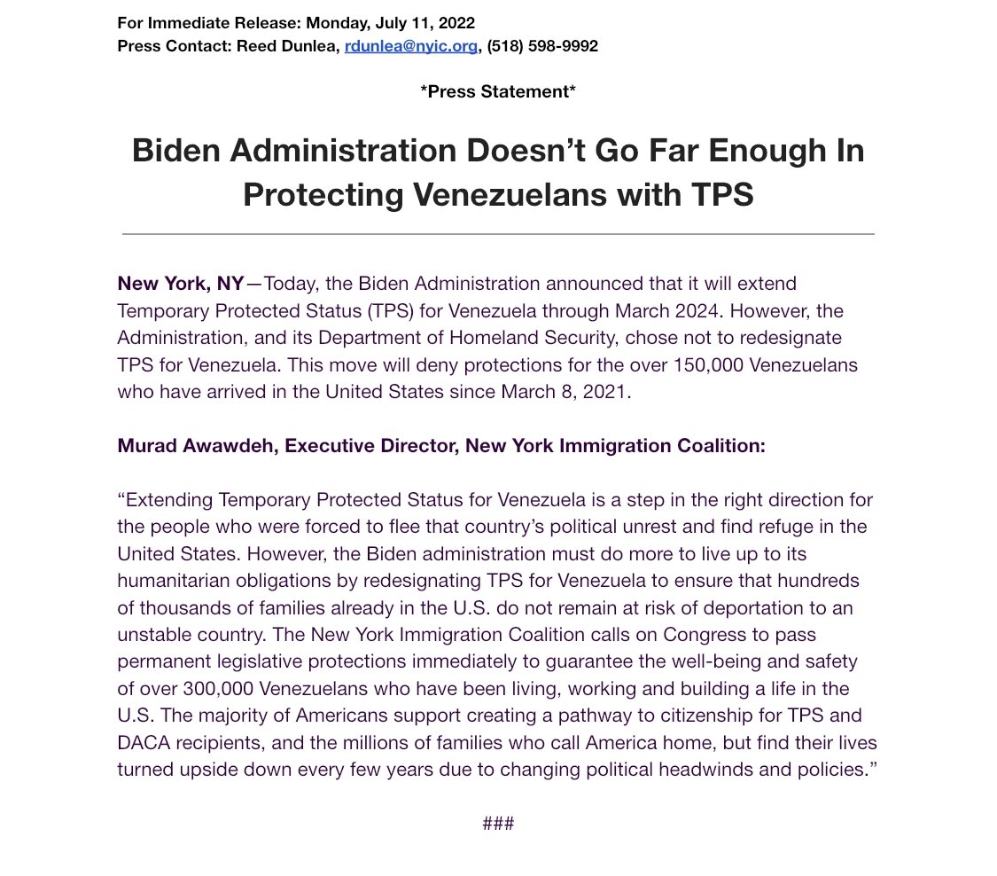 New York Immigration Coalition on Twitter "🧵STATEMENT Today, the
