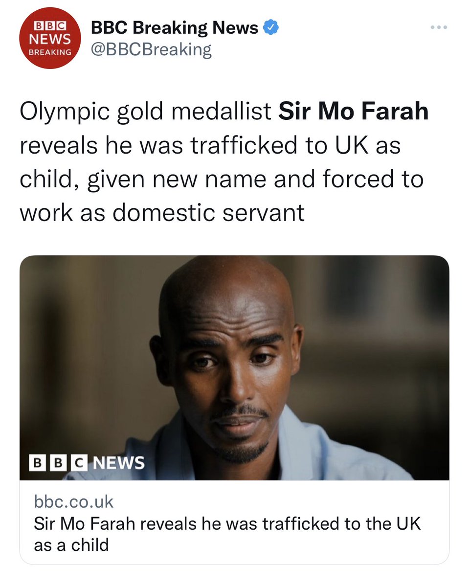 SholaMos1's tweet image. Sir Mo Farah would’ve been trafficked to Rwanda as young adult if caught by Priti Patel. Hypocrites who want to be rid of ‘illegal’ trafficked refugees now claim him as British because of his Olympic gold

How many Farahs are deported to #Rwanda due to our racist/inhumane policy?