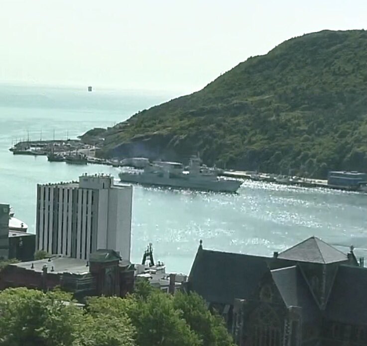 WarshipCam's tweet photo. HMCS Montreal (FFH 336) and HMCS Halifax (FFH 330) Halifax-class frigates, as well as Royal Canadian Navy supply ship MV Asterix all coming into St. John's, Newfoundland today - July 11, 2022 #hmcsmontreal #ffh336 #hmcshalifax #ffh330 #mvasterix https://t.co/z3MVDE82Ne