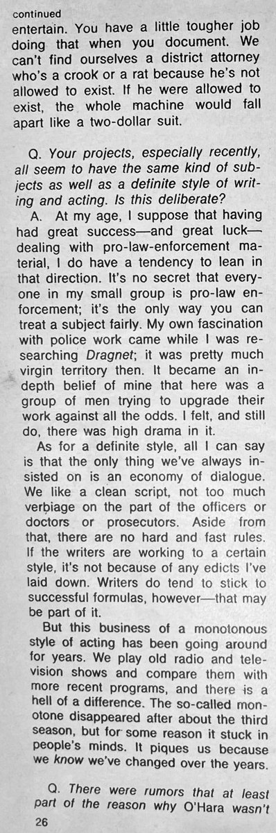 televisionaryZW's tweet image. There is a LOT going on in this 1962 interview with #JackWebb. But I think that pull quote really says his philosophy best &amp;amp; explains why despite essentially creating copaganda I can never fully blame the man or his shows. He wasn’t some authoritarian by nature, he was a fanboy🧵