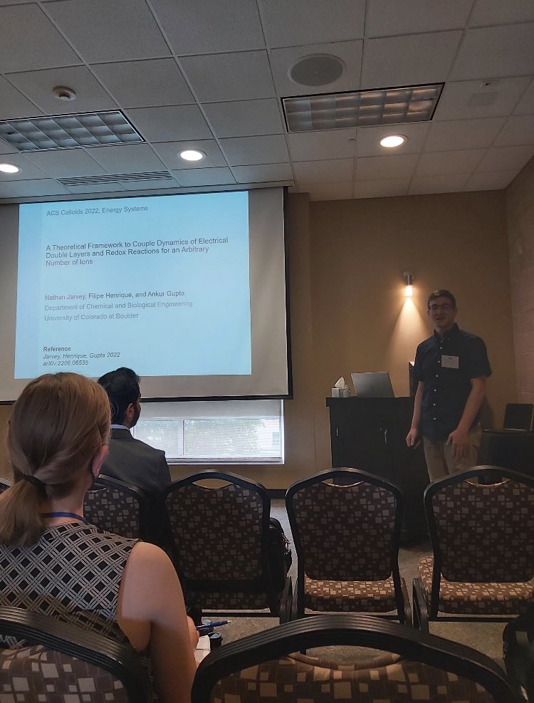 ankurg90's tweet image. Great start to #ACSColloids for @LIFE_Boulder. @fihesev gave a talk in the Langmuir Student Award Session. This was followed by @ArkavaGanguly’s presentation  on Active Matter. Nathan Jarvey presented our recent work in the Energy Systems session.