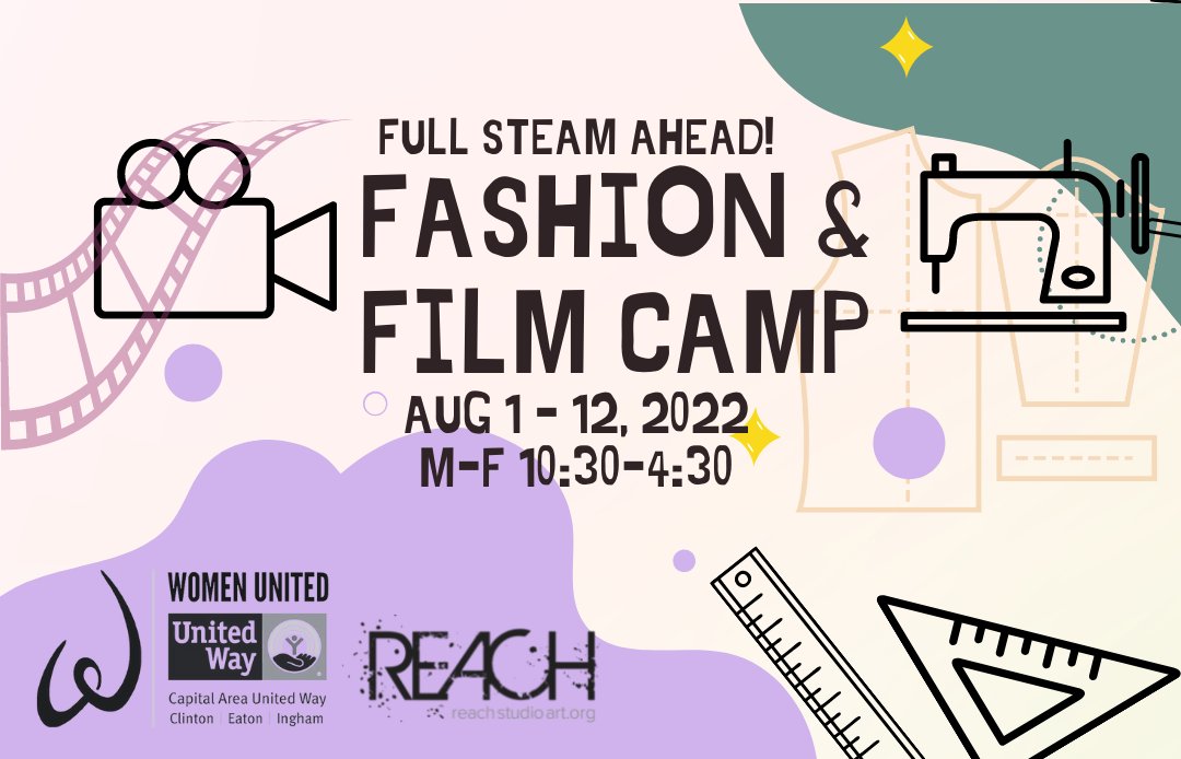 REACH July Newsletter - mailchi.mp/0522a4a04ac2/j… Calling all middle-school girls to apply for our exciting, new and FREE* Fashion and Film STEAM camp at REACH Studio Art Center. August 1-12, M-F: 10:30-4:30. *$5 application fee.