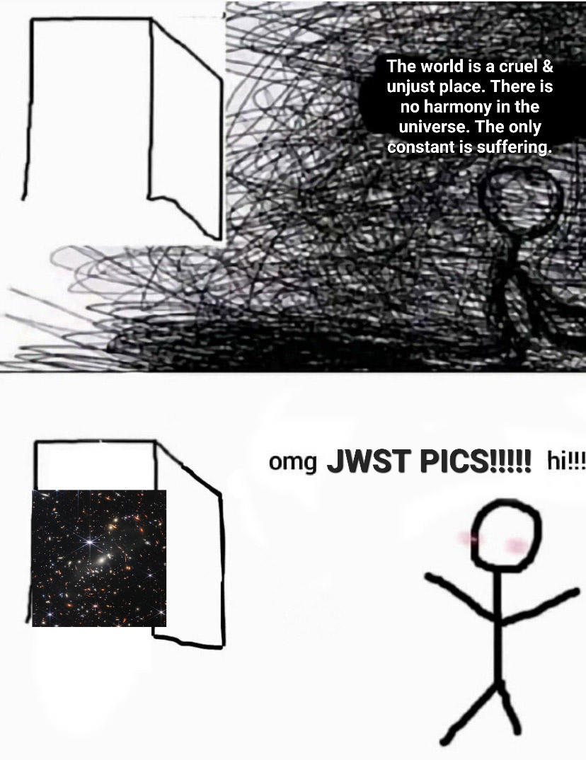 ClarissaDeLune's tweet photo. how are we doing fam #JWST #JWST_HST_SciVI #JamesWebbSpaceTelescope #JamesWebb https://t.co/obmBst9LfC