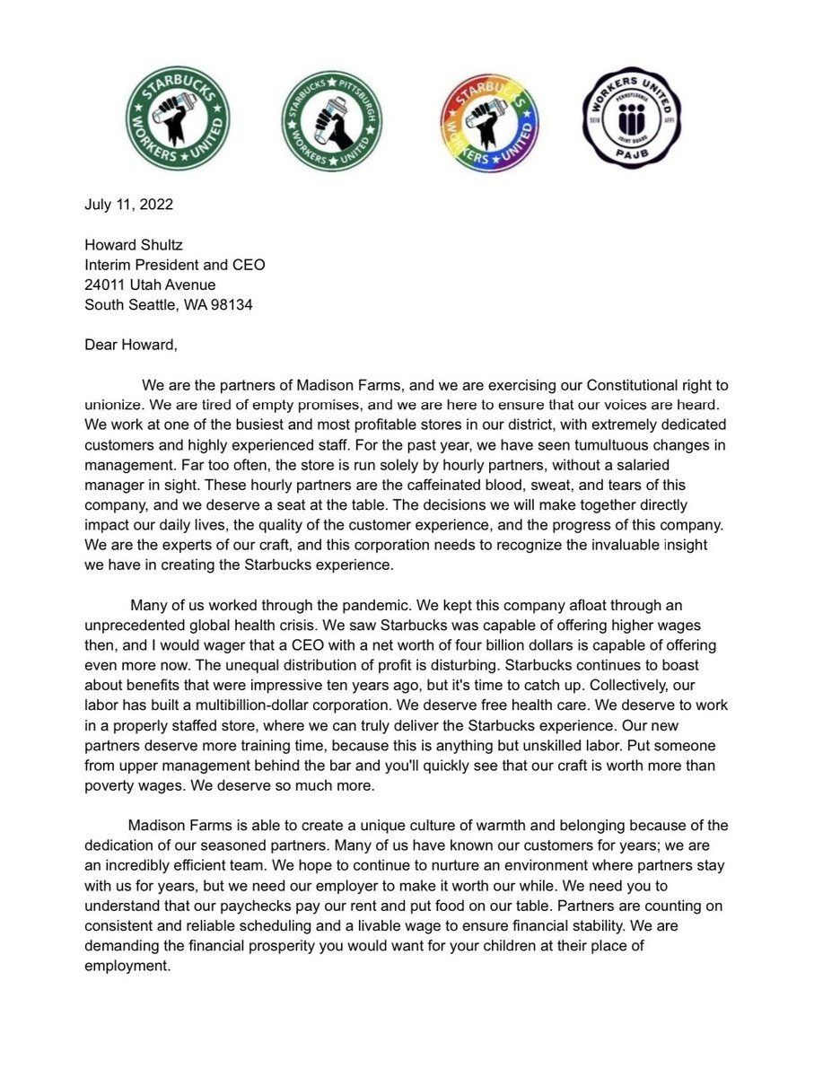Starbucks Workers United tweet media