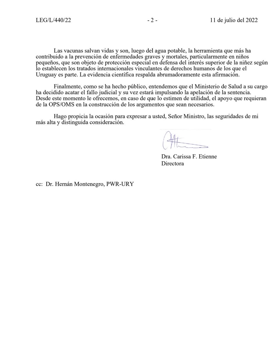 11.7.22 recibido hace minutos.
 <a href="/MSPUruguay/">Ministerio de Salud Pública – Uruguay</a> <a href="/opsomsuruguay/">OPS/OMS Uruguay</a> <a href="/compresidencia/">Presidencia Uruguay</a> <a href="/JoseSatdjian/">Jose Luis Satdjian</a> <a href="/MiguelAsqueta/">Miguel Asqueta</a> <a href="/karinarando/">Dra. Karina Rando</a>
