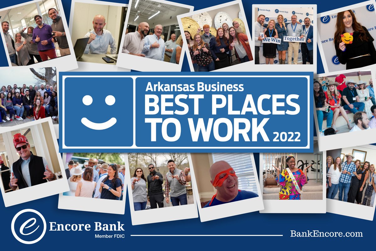 EncoreBank's tweet photo. The results are in, and Encore Bank has been named one of the Best Places to Work in Arkansas! 🏆 🎉 We are grateful for all our Encore team members who make Encore Bank such a special place!
#BuildingSomethingDifferent #WeWinTogether https://t.co/KOvGmMHSML