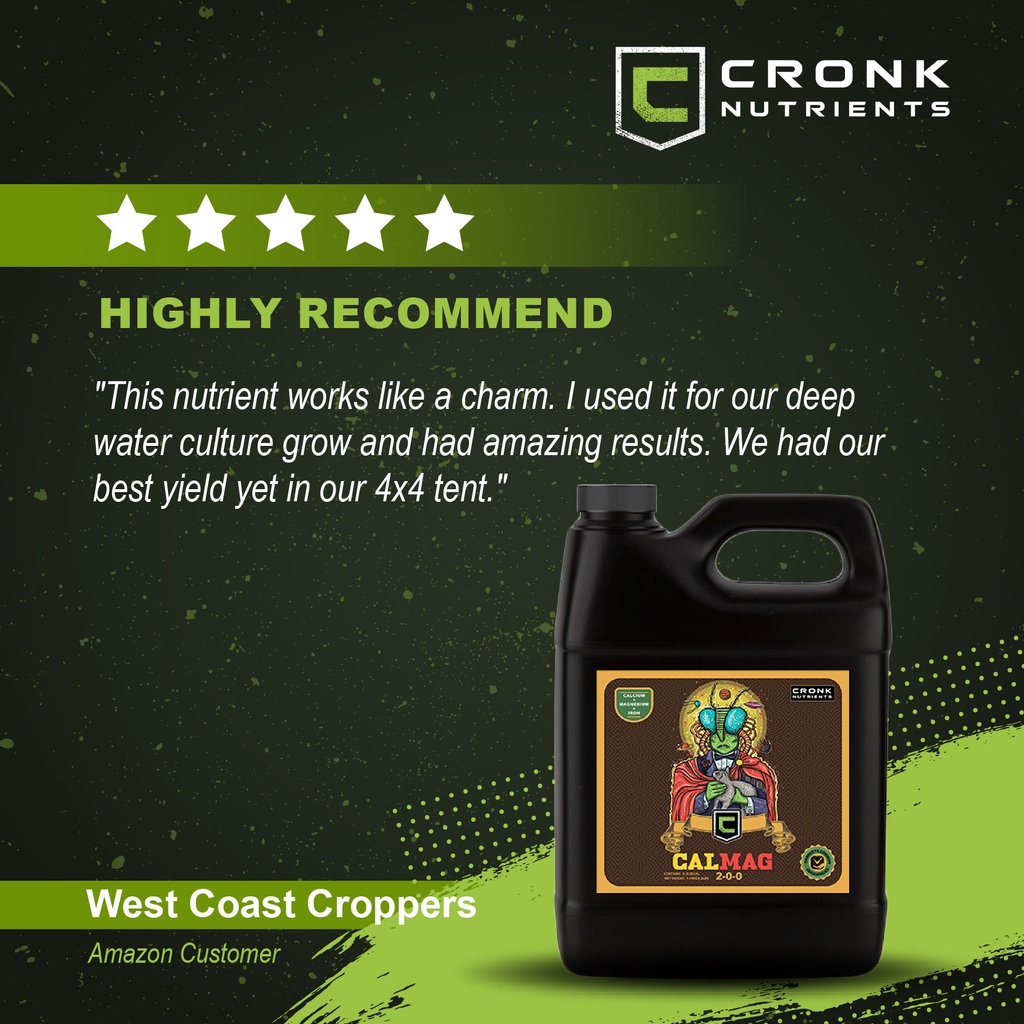 CronkNutrients's tweet photo. CalMag 2-0-0 contains calcium magnesium and iron, Calcium is essential for cell wall structure, while magnesium is vital for chlorophyll production. Iron is essential for photosynthesis and helps prevent the yellowing of leaves (chlorosis). 

#cronknutrients #calmag https://t.co/cfjUkWlo3x