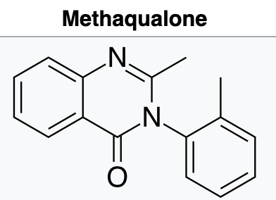 Bob's Med Chem Fact of the Day:

In the 40s, there was great interest in antimalarials like the quinazolinone Febrifugine. 

Though that proved too toxic, a close analog was found to be a sedative-hypnotic, and would be named for the "Quiet Interlude" it produced: "Quaalude"