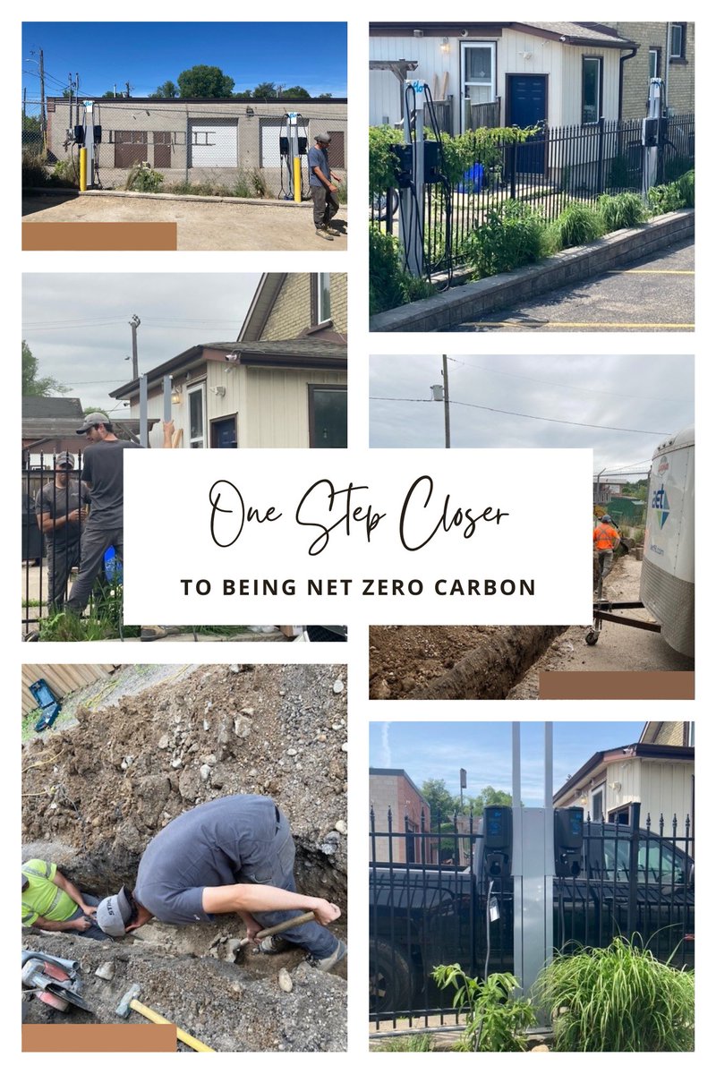 AET’s biggest carbon challenge is commuting and travel. To reduce our emissions, we have installed 3 additional FLO dual-head side by side EV charging stations at our Kitchener Office, with the assistance of Pollution Probe’s Zero-Emission Vehicle Infrastructure Support Program.