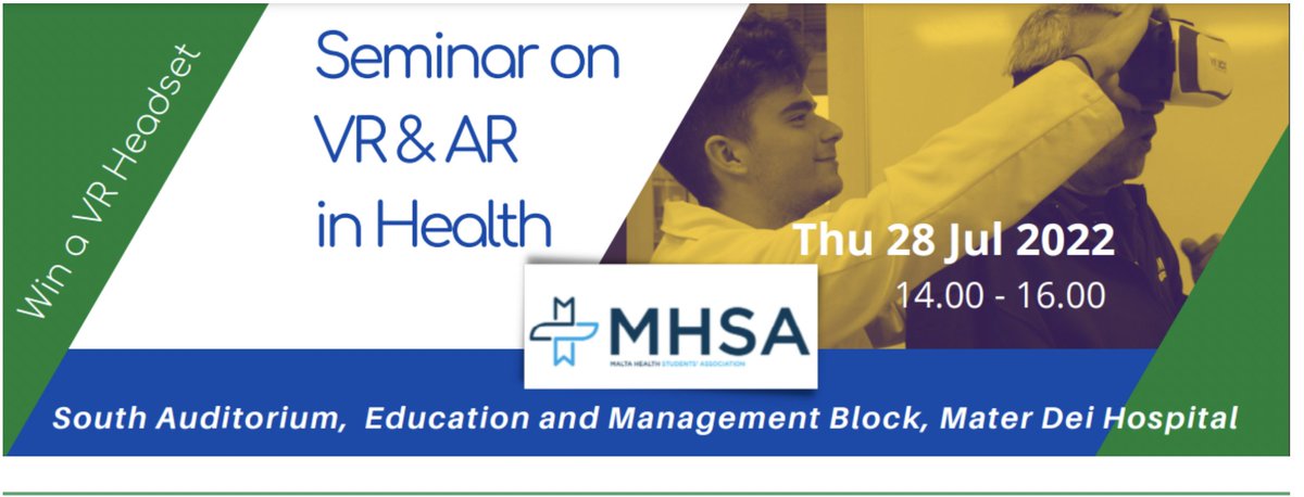 UM | Health Sciences (@umhealthscience) on Twitter photo Seminar on #VR & #AR in health organised in collaboration with the Malta Health Science Students Association.
Details here: sites.google.com/view/mhsavr/ho…
<a href="/abela_emily/">Emily Abela</a> <a href="/slun1/">StephenLungaroMifsud</a> Seminar on #VR & #AR in health organised in collaboration with the Malta Health Science Students Association.
Details here: sites.google.com/view/mhsavr/ho…
<a href="/abela_emily/">Emily Abela</a> <a href="/slun1/">StephenLungaroMifsud</a>