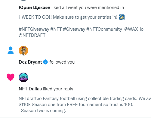 NFTDRAFT's tweet photo. This follow is flex worthy. 💪
✅FF w/trading cards
✅Forget the waiver wire. Our "next man up" system gives you Miami's QB, no matter who starts. 👀
✅Tournaments are FREE to enter
✅We awarded $110k S1. 💰 S2 will surpass that. 
#FantasyFootball #ETH #NFTGame #football #NFL https://t.co/TW25A6vYpu
