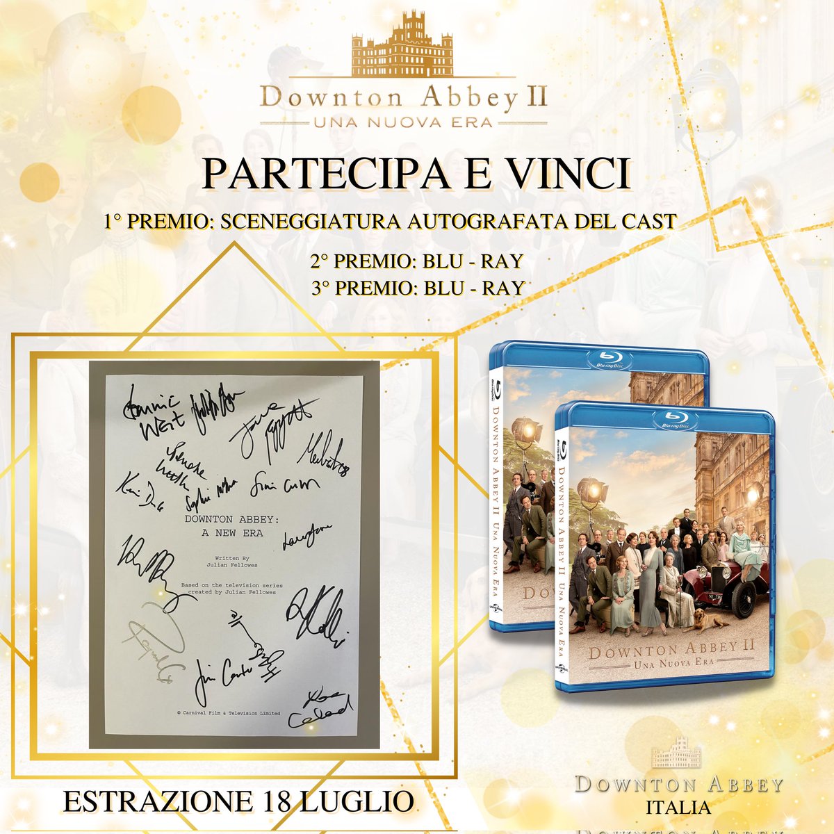 Leyra86's tweet photo. É possibile partecipare all'estrazione della #sceneggiatura del #film #downtonabbeyunanuovaera autografata del cast e 2 Blu -Ray sulla pagina FB Downton Abbey Italia vai ➡️  https://t.co/7cjdBX9eSZ
#giveaway #partecipa #vinci #downtonabbey https://t.co/6KZamx8QjZ