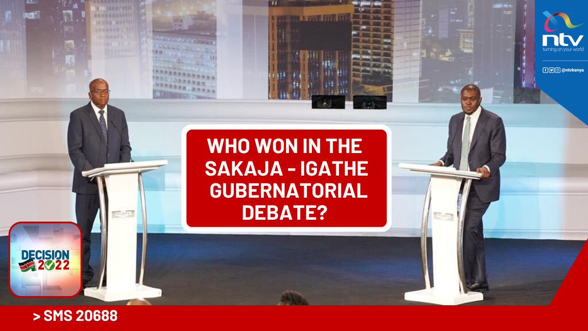 ntvkenya's tweet photo. Who won in the Johnson Sakaja - Polycarp Igathe gubernatorial debate?

#NairobiGovDebate2022 #PresidentialDebatesKe2022 https://t.co/U9DBg1xFZQ